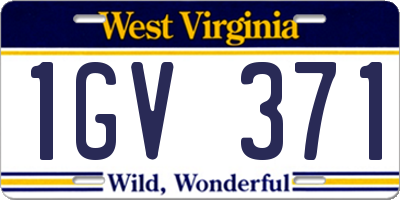 WV license plate 1GV371