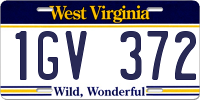 WV license plate 1GV372