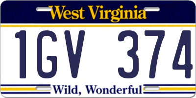 WV license plate 1GV374