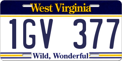 WV license plate 1GV377