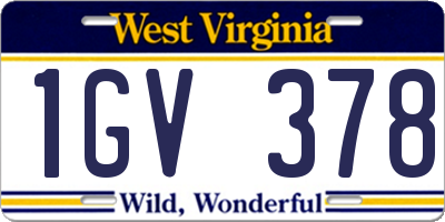 WV license plate 1GV378