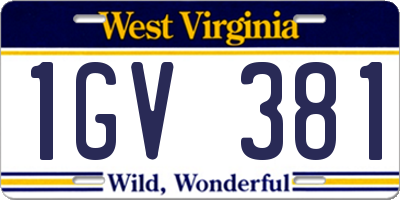 WV license plate 1GV381