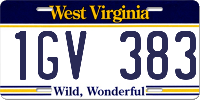 WV license plate 1GV383