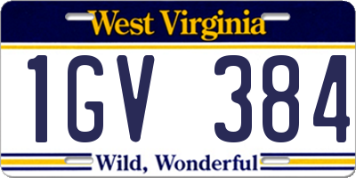 WV license plate 1GV384