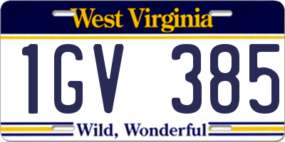 WV license plate 1GV385
