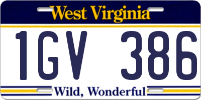 WV license plate 1GV386