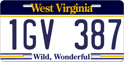 WV license plate 1GV387