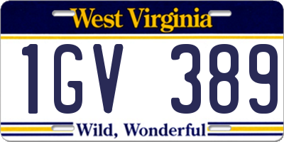 WV license plate 1GV389