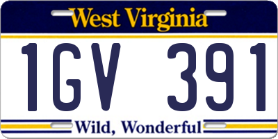 WV license plate 1GV391