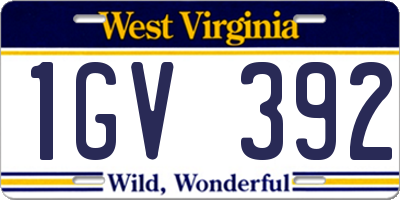 WV license plate 1GV392