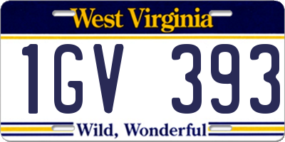 WV license plate 1GV393