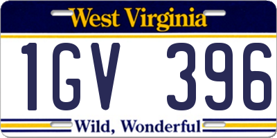WV license plate 1GV396