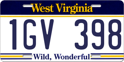 WV license plate 1GV398