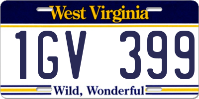 WV license plate 1GV399