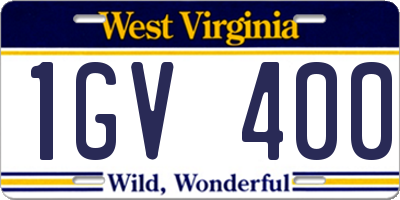 WV license plate 1GV400