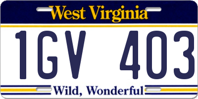 WV license plate 1GV403