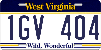 WV license plate 1GV404