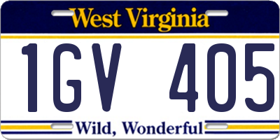 WV license plate 1GV405