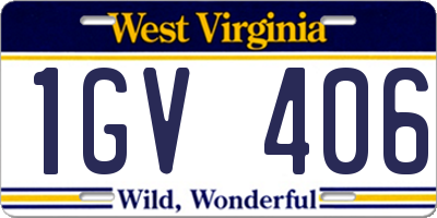 WV license plate 1GV406