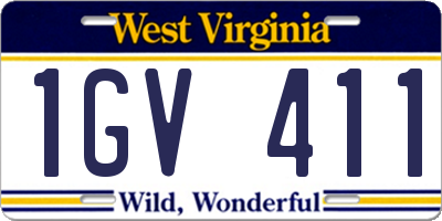 WV license plate 1GV411