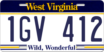 WV license plate 1GV412
