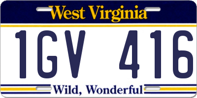 WV license plate 1GV416