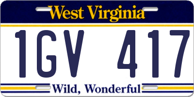 WV license plate 1GV417