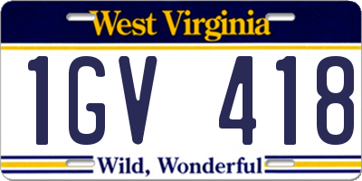 WV license plate 1GV418