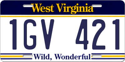 WV license plate 1GV421