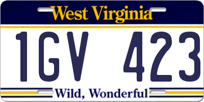 WV license plate 1GV423