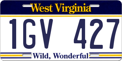 WV license plate 1GV427