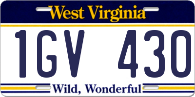 WV license plate 1GV430