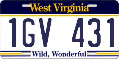WV license plate 1GV431