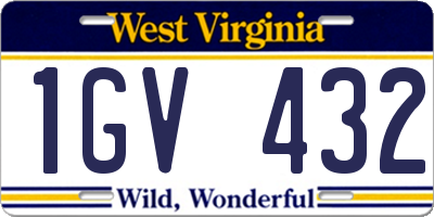 WV license plate 1GV432