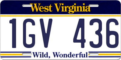 WV license plate 1GV436
