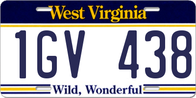 WV license plate 1GV438