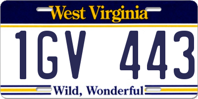WV license plate 1GV443