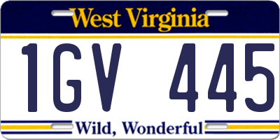 WV license plate 1GV445