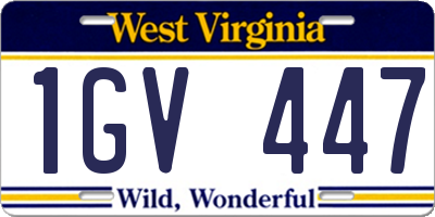 WV license plate 1GV447