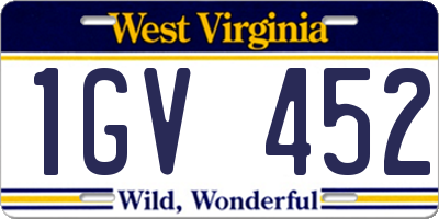 WV license plate 1GV452
