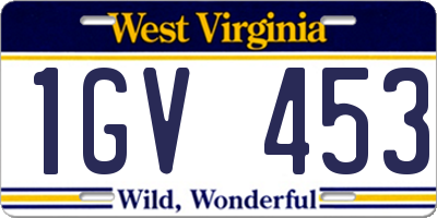WV license plate 1GV453