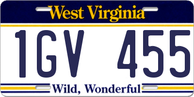 WV license plate 1GV455