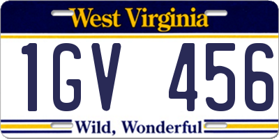 WV license plate 1GV456