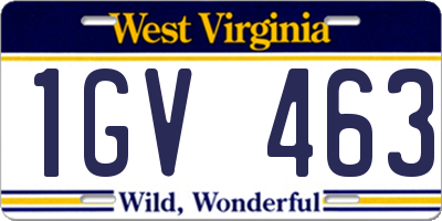 WV license plate 1GV463