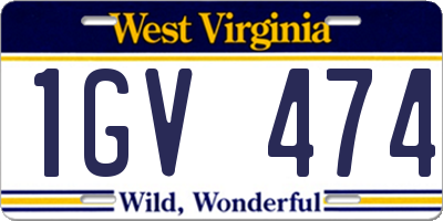 WV license plate 1GV474