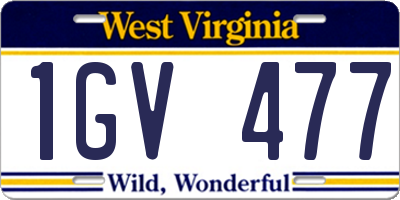 WV license plate 1GV477