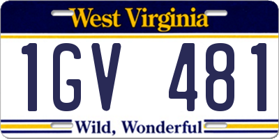 WV license plate 1GV481