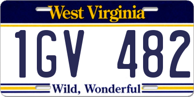 WV license plate 1GV482