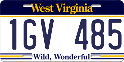 WV license plate 1GV485