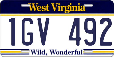 WV license plate 1GV492